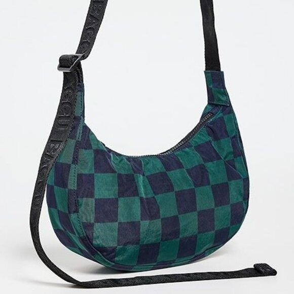 NWT Baggu Small Crescent Bag - Navy Green Check - Picture 4 of 10